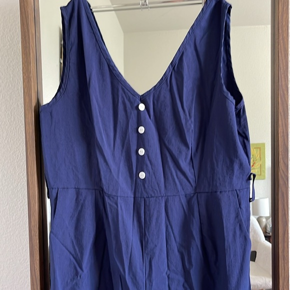 ecowish blue wide leg button jumpsuit romper - Picture 2 of 7